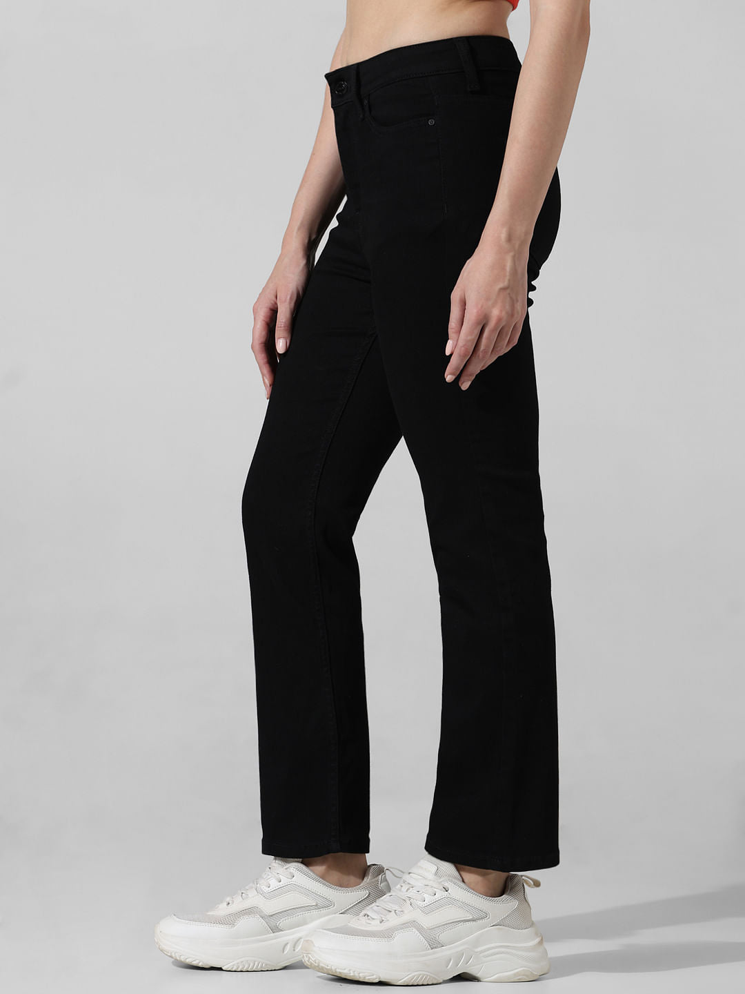 Black High Rise Hella Flared Jeans