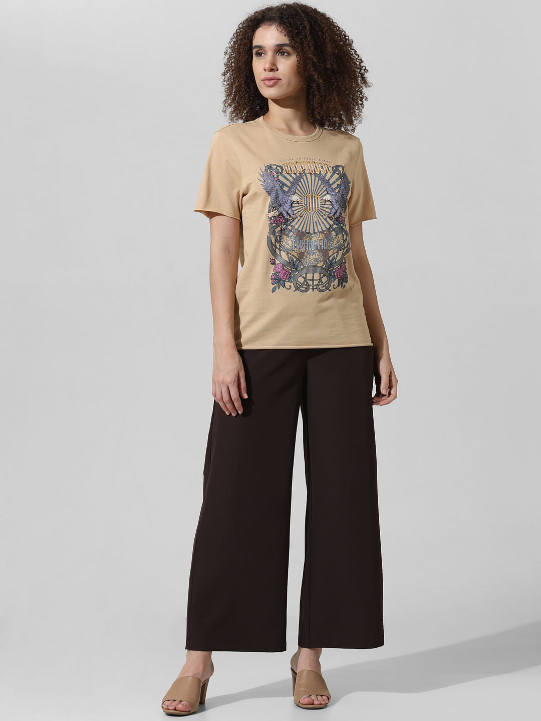 Beige Graphic Print T-Shirt