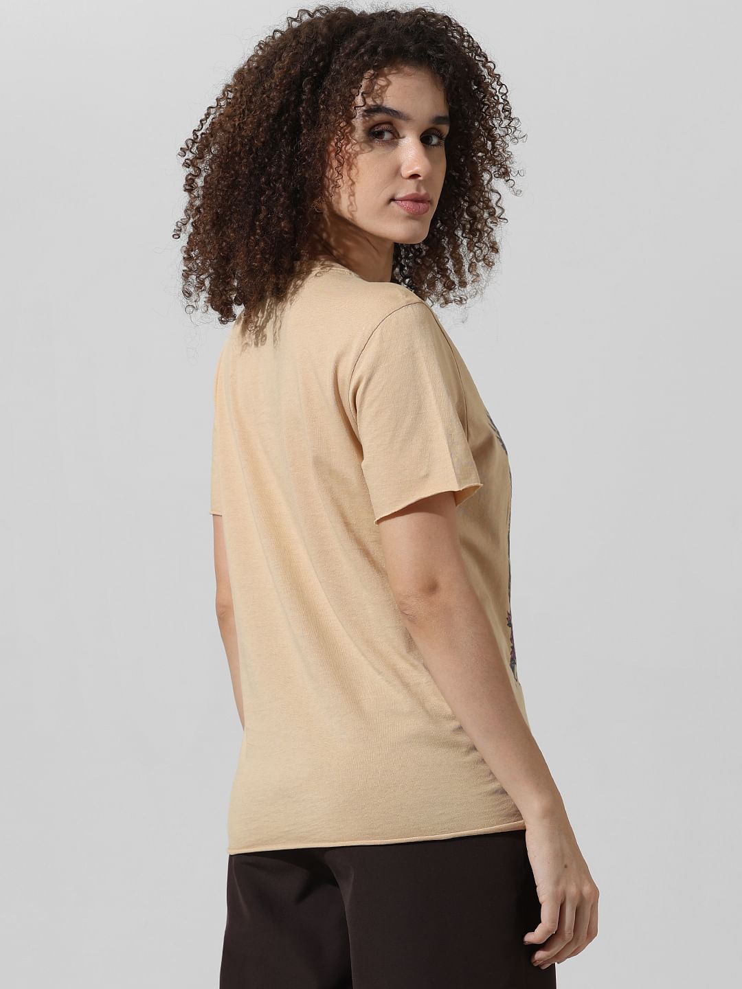 Beige Graphic Print T-Shirt