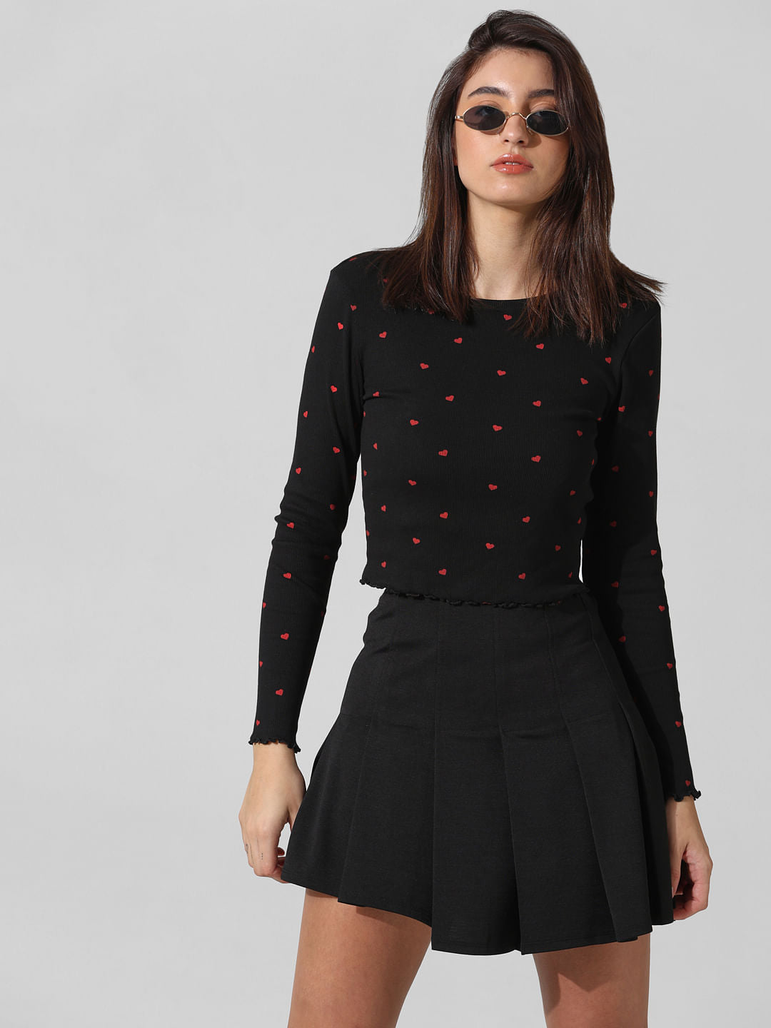 Black Heart Print Top