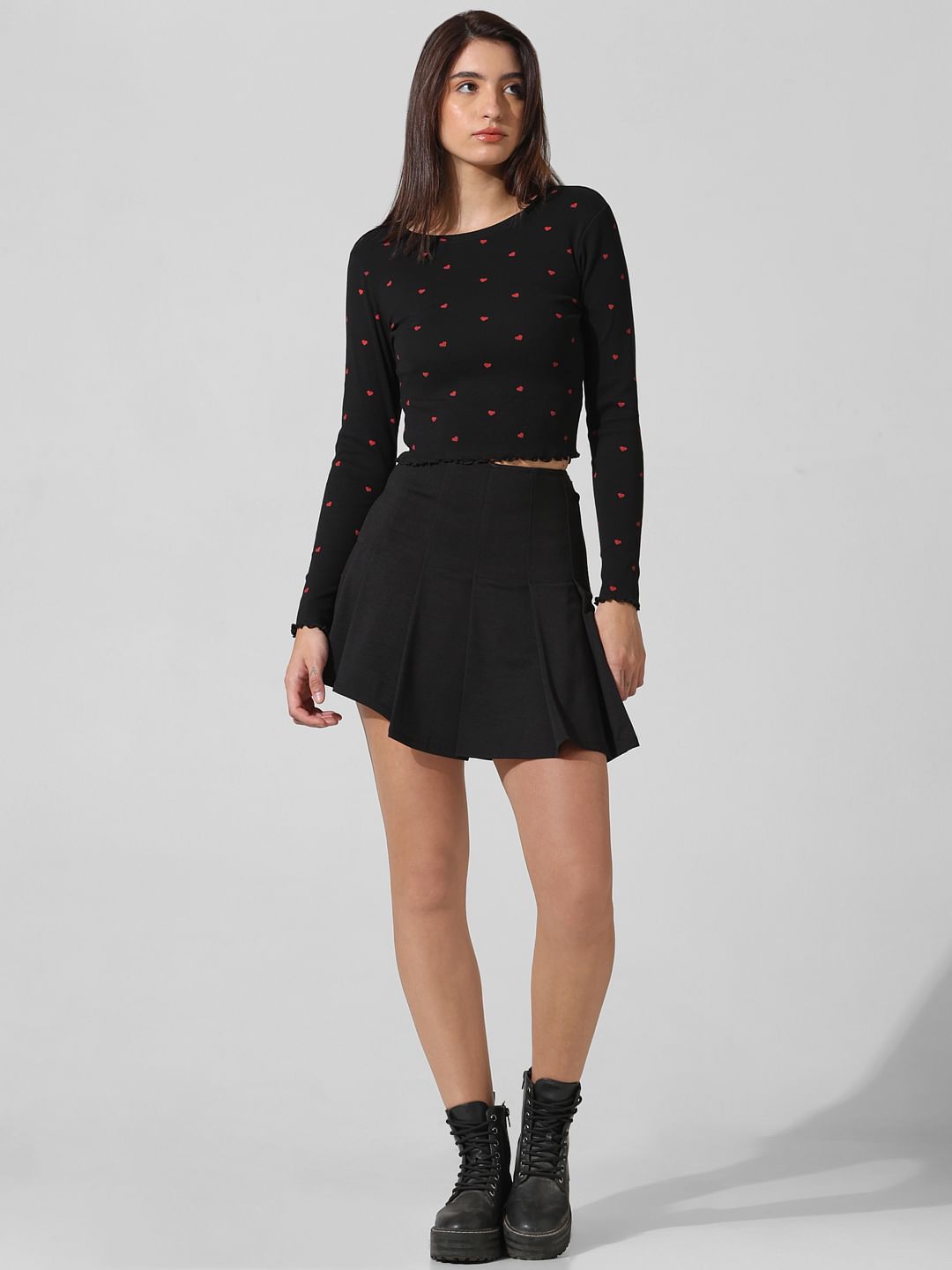 Black Heart Print Top