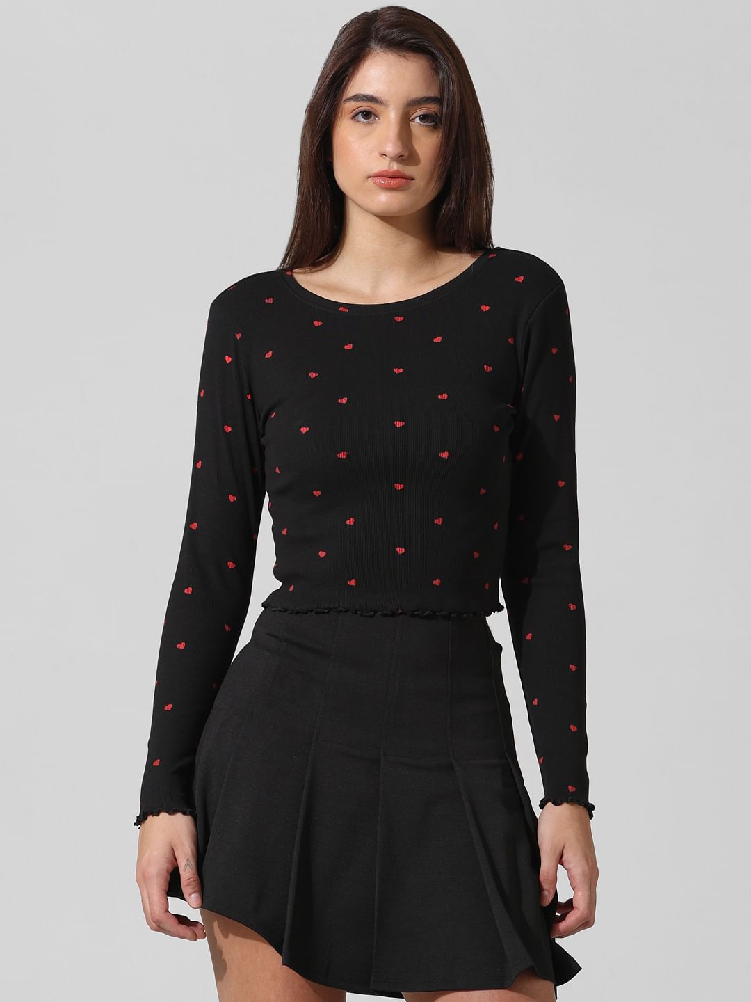 Black Heart Print Top