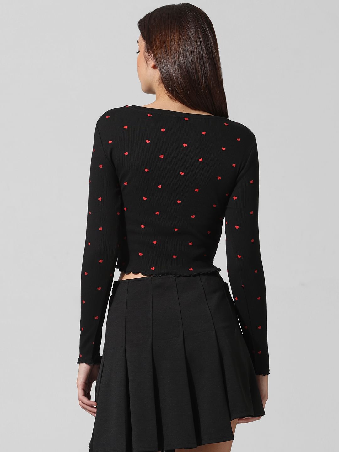 Black Heart Print Top
