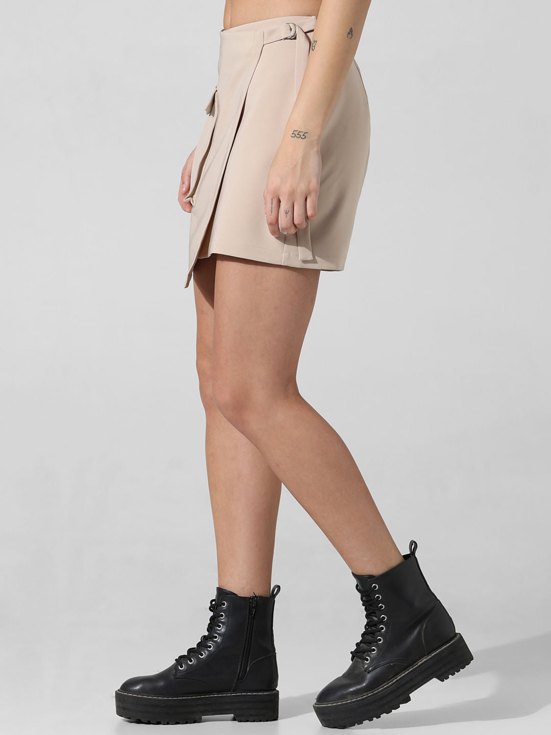 Beige High Rise Skorts