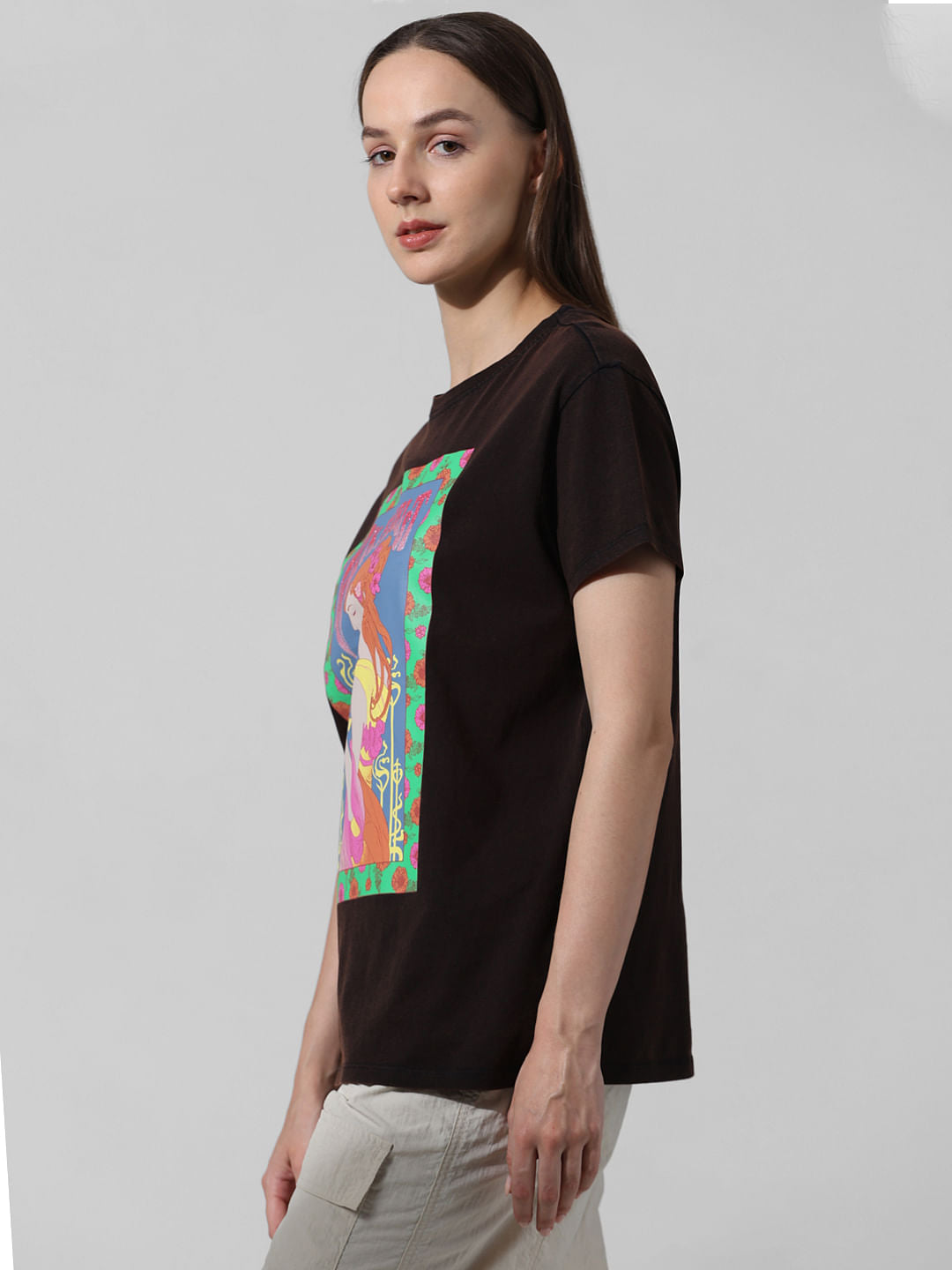 Black Printed Washed T-Shirt