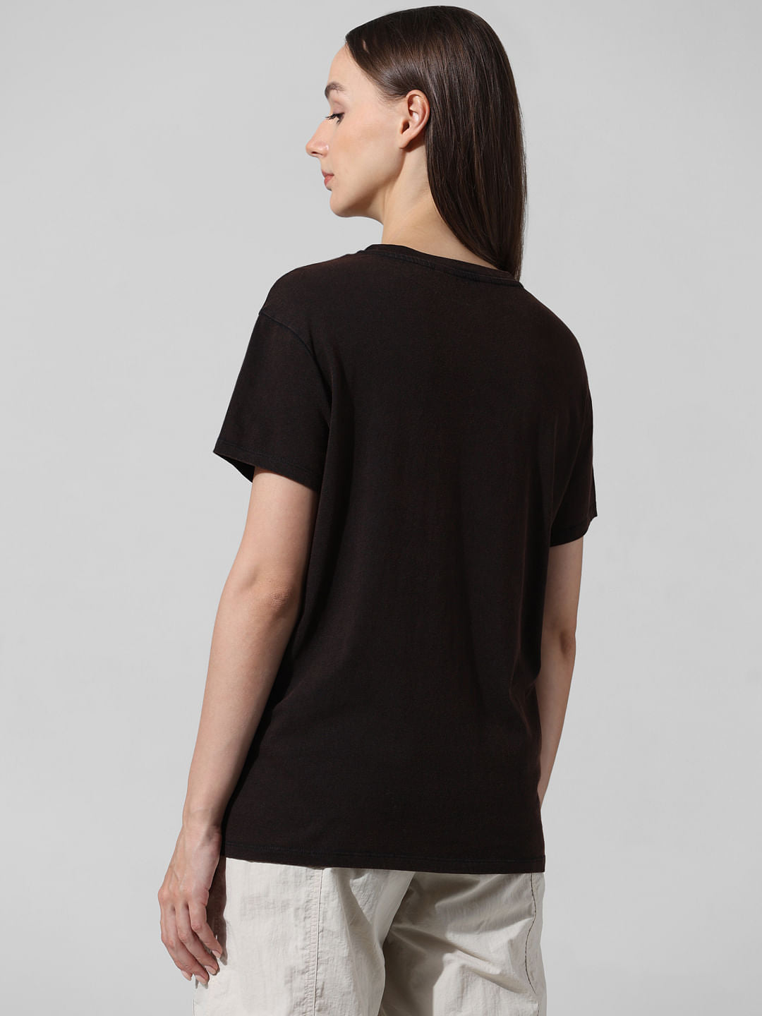 Black Printed Washed T-Shirt