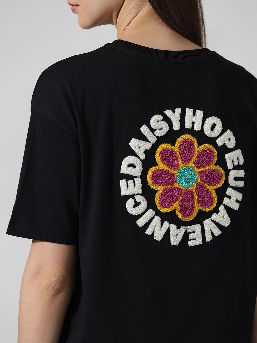 Black Applique Detail T-Shirt