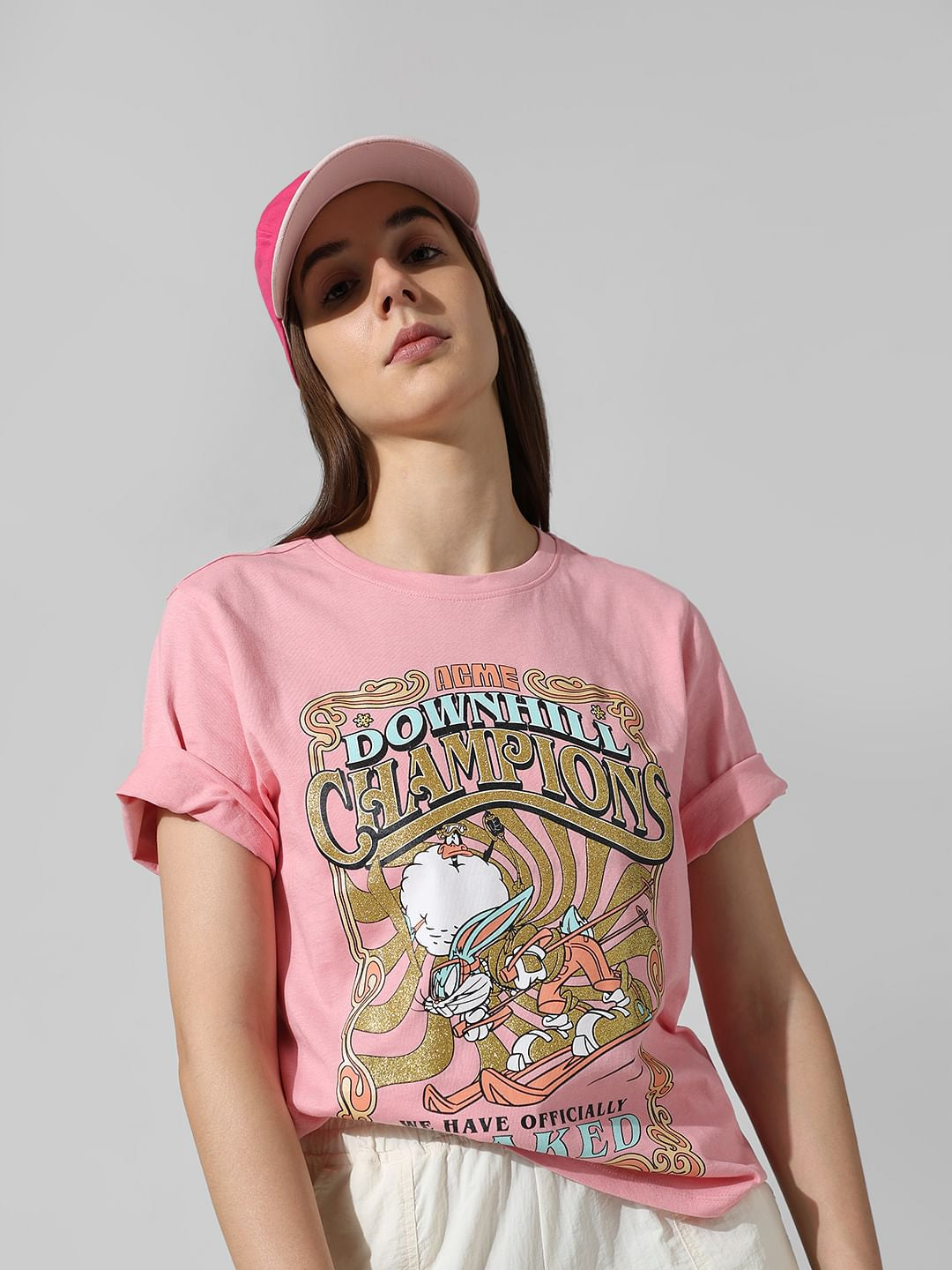 Only X Looney Tunes Pink Printed T-Shirt