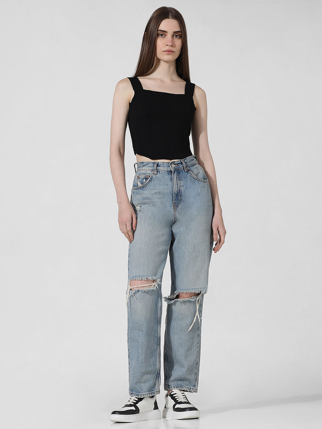 Black Fine Knit Corset Top