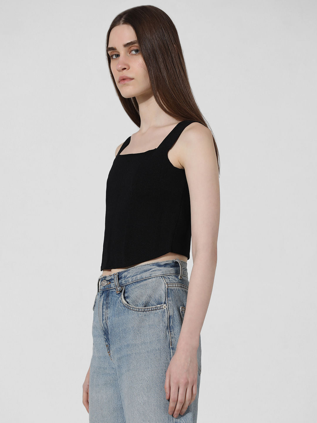 Black Fine Knit Corset Top