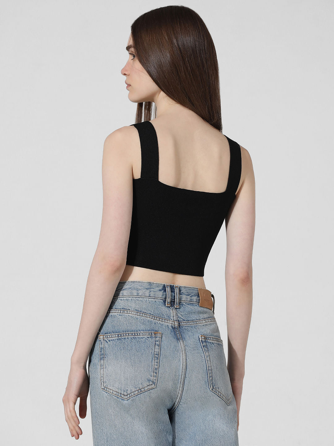 Black Fine Knit Corset Top