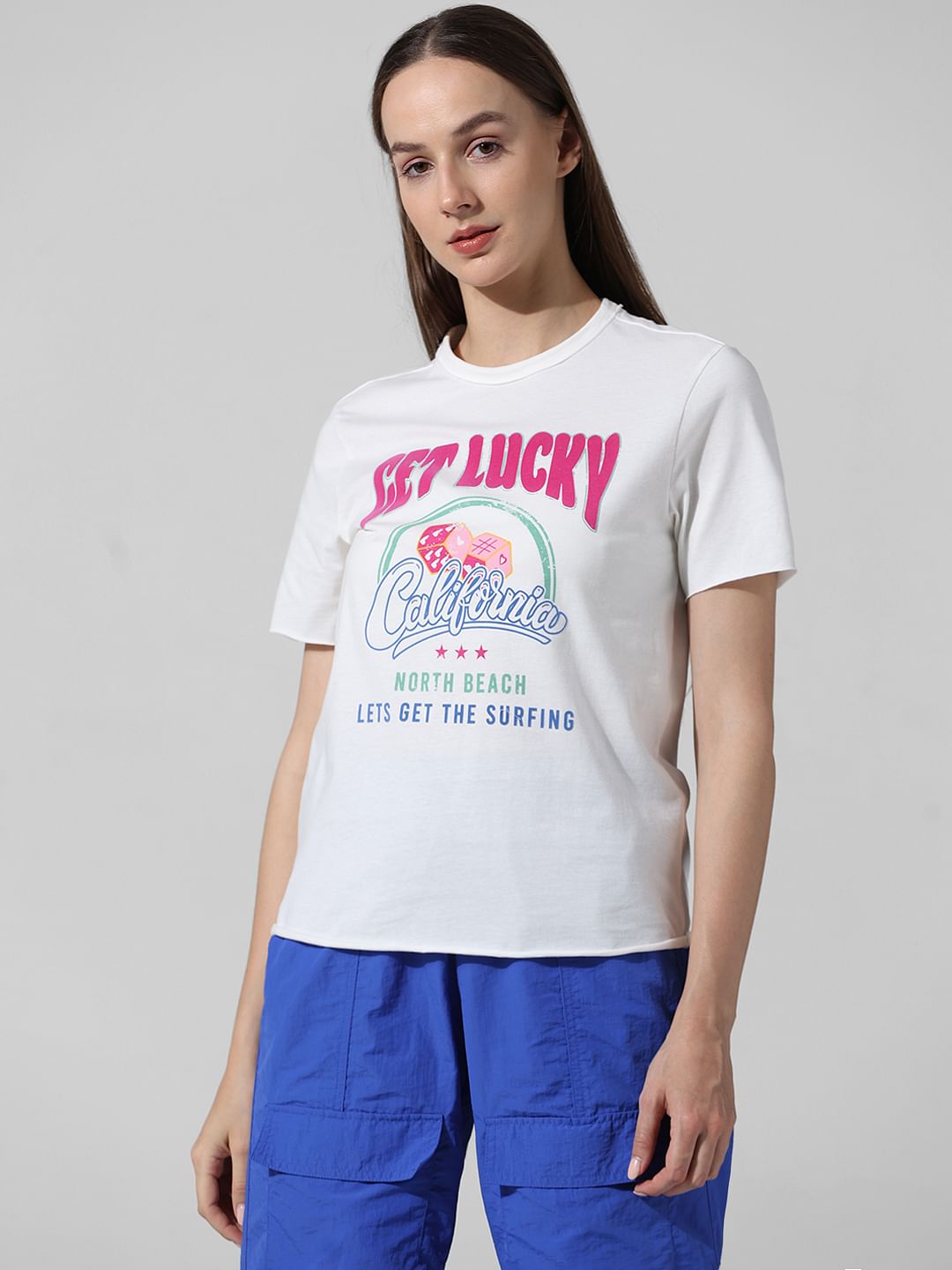 White Printed Cotton T-Shirt