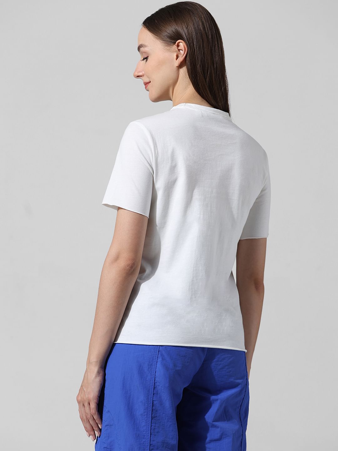 White Printed Cotton T-Shirt