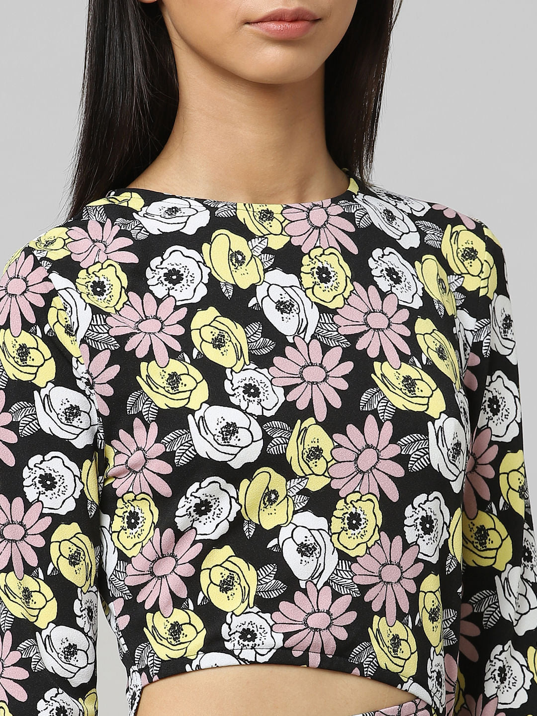 Navy Floral Cut-Out Bodycon Dress