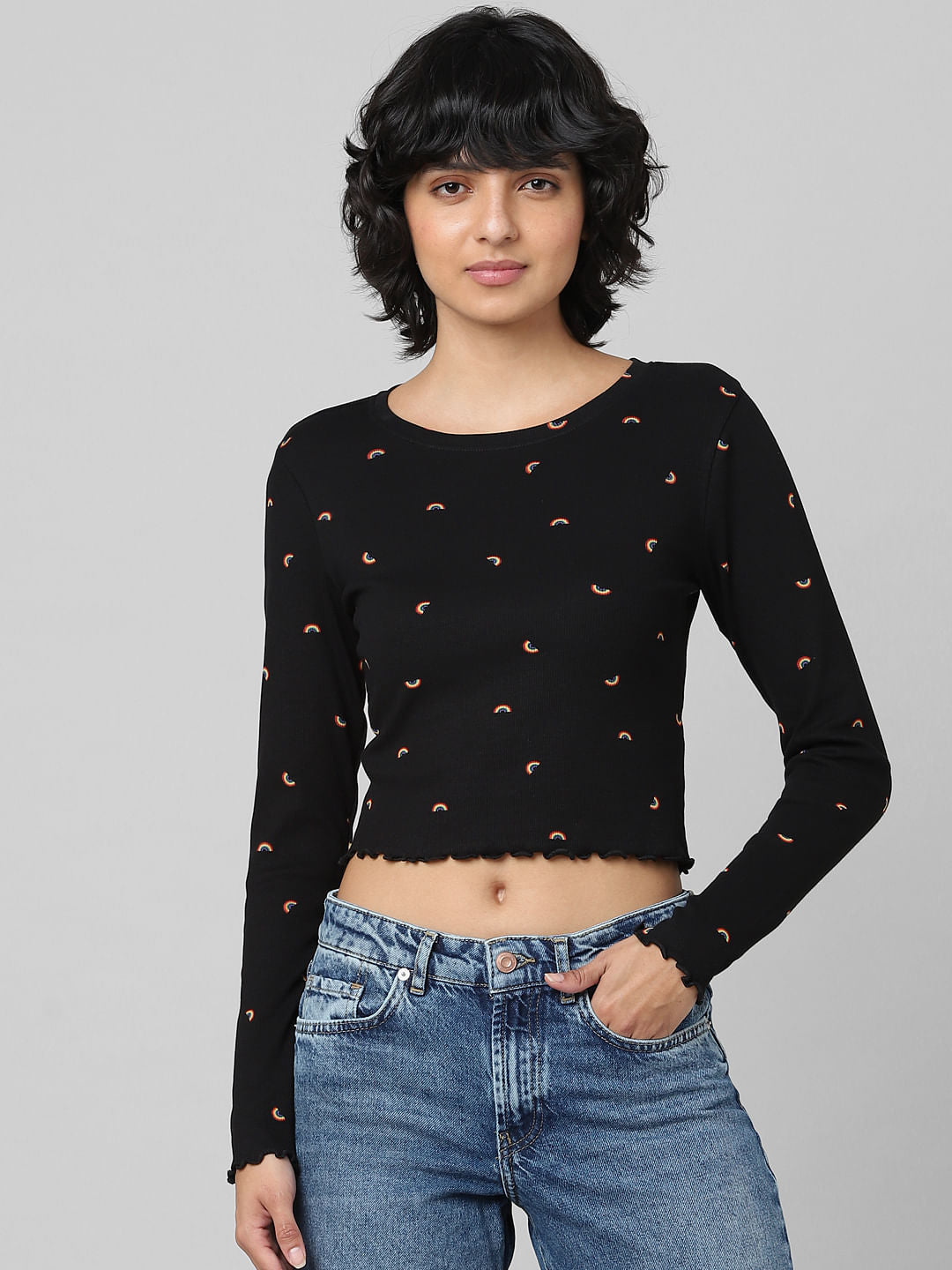 Black Ribbed Cropped Top