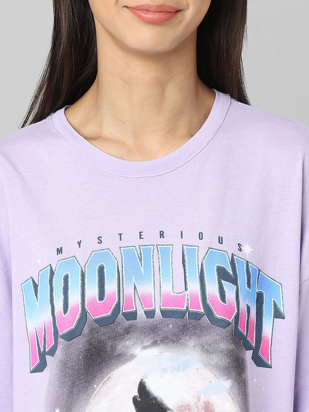 Purple Printed Oversized T-Shirt