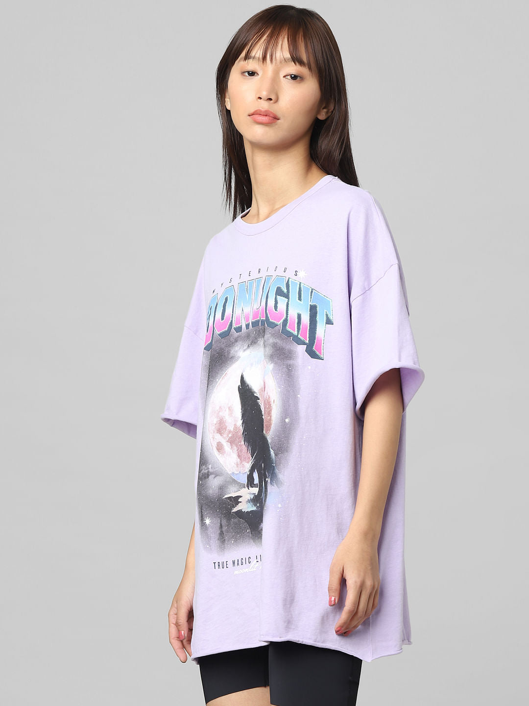 Purple Printed Oversized T-Shirt