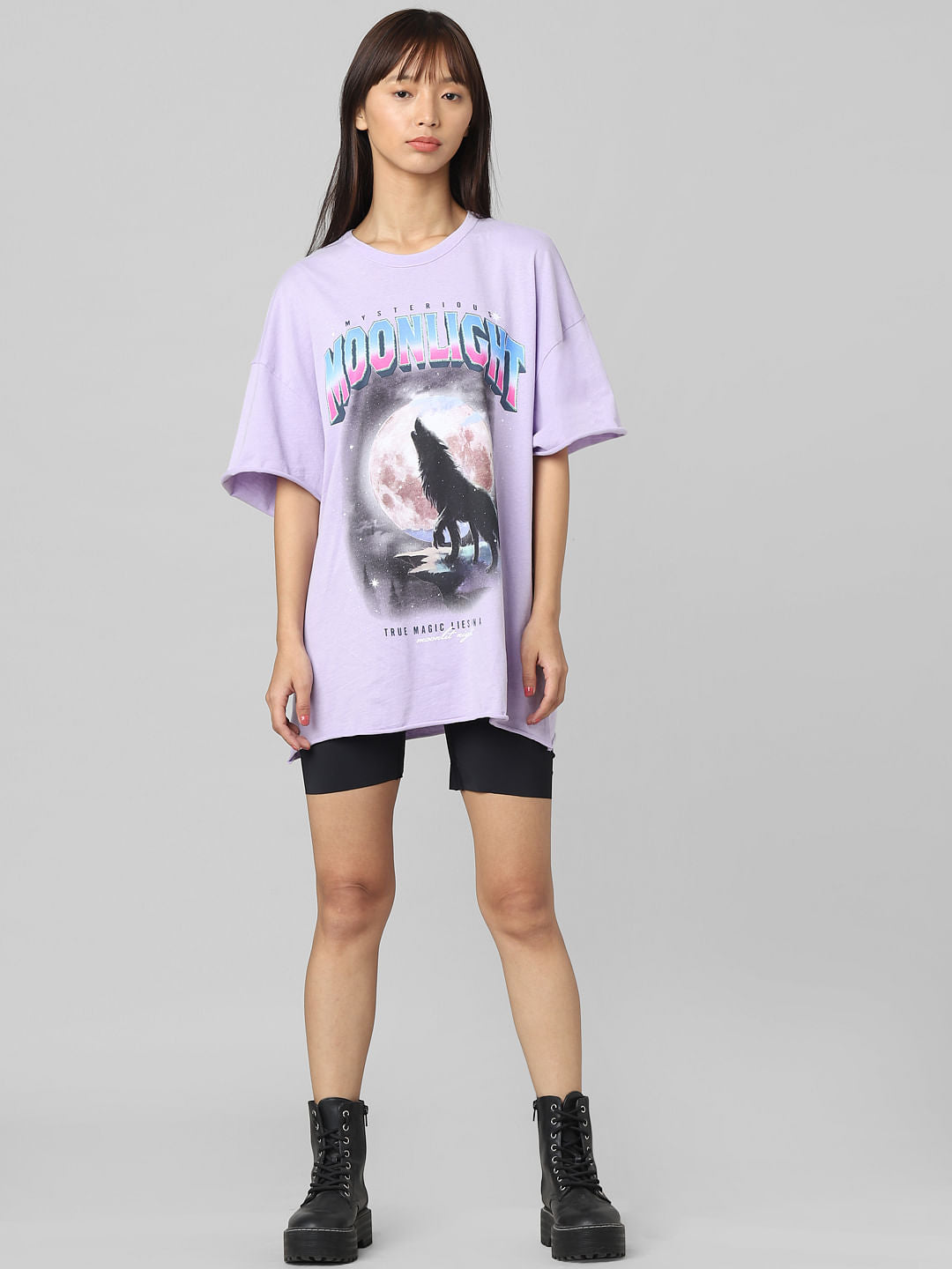 Purple Printed Oversized T-Shirt