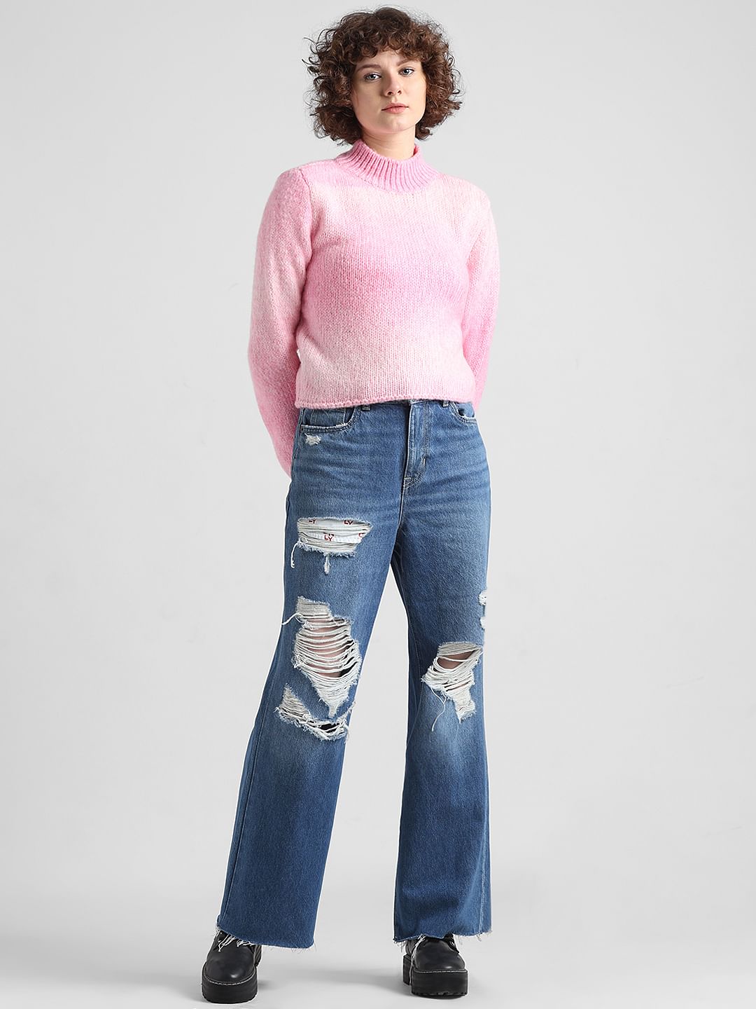 Pink High Neck Pullover