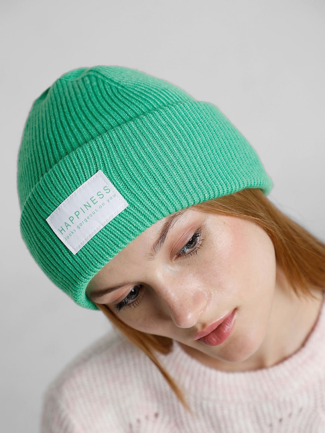 Green Ribbed Beanie