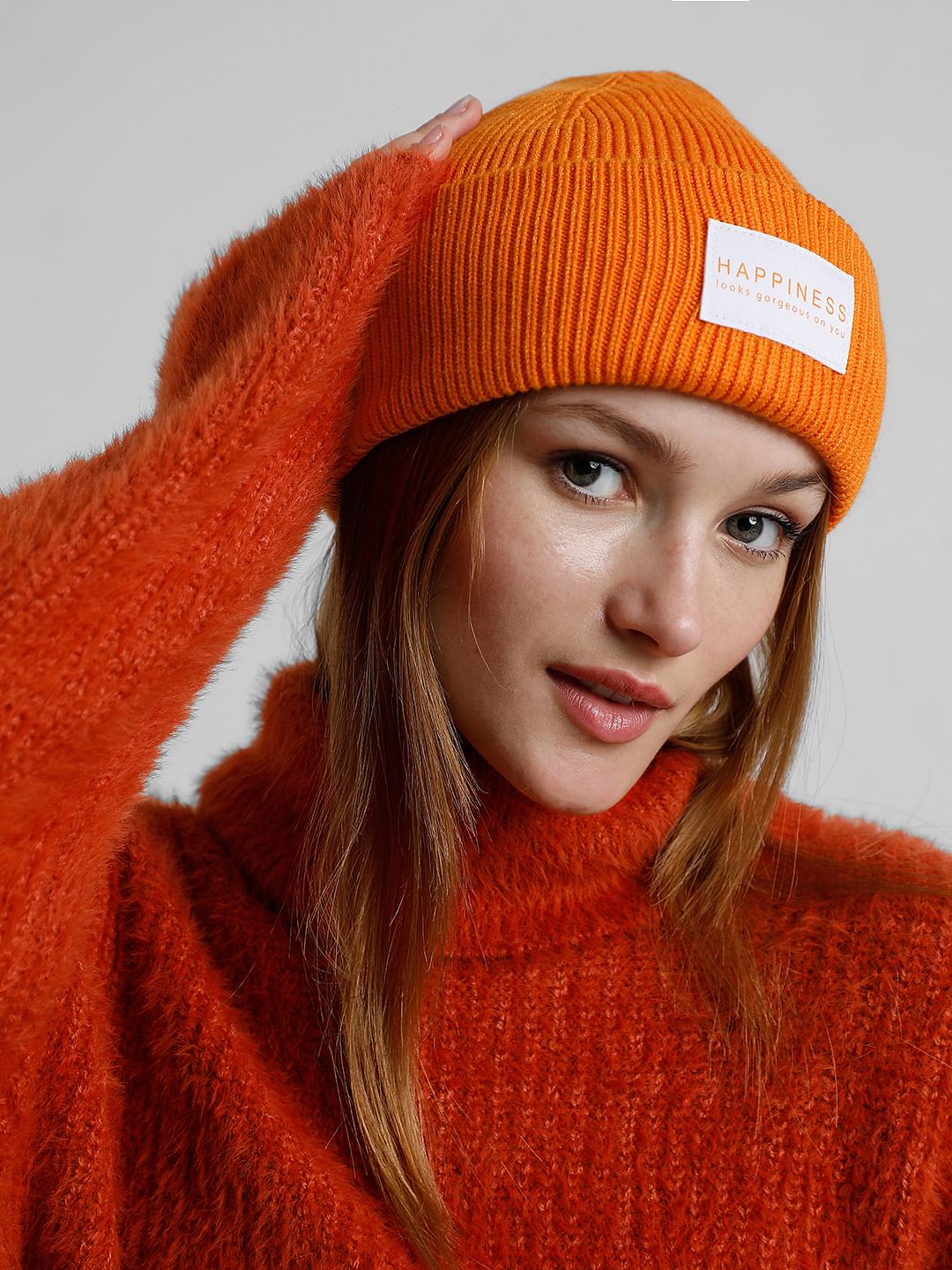 Winter Hats Orange Womens Hat Orange Ribbed Beanie
