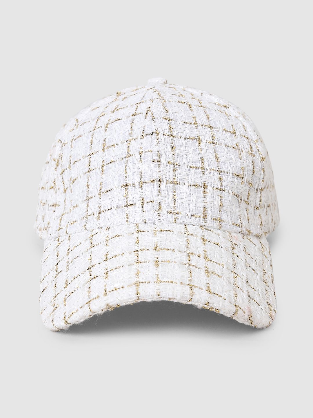 White Check Twill Cap
