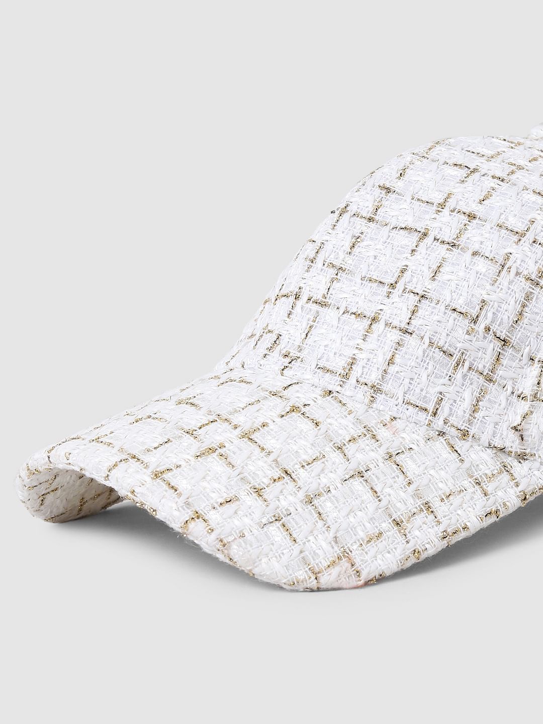 White Check Twill Cap