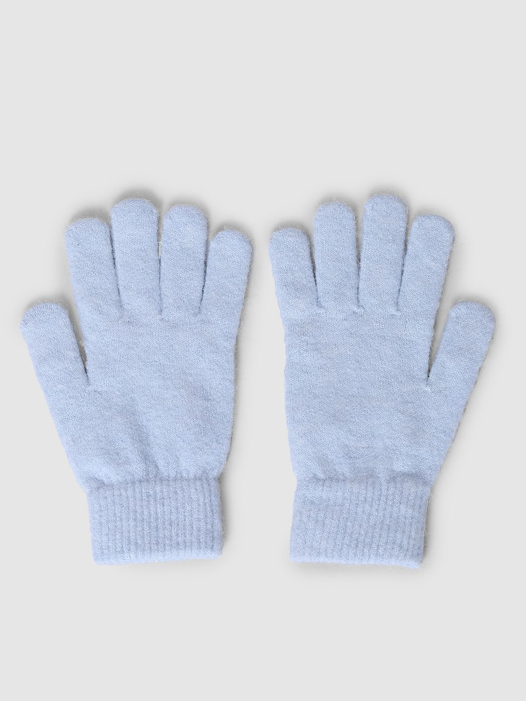 Light Blue Knit Gloves