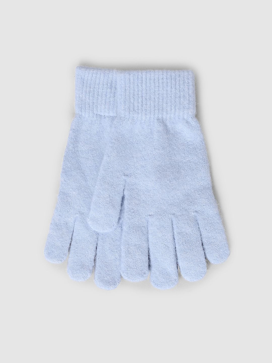 Light Blue Knit Gloves