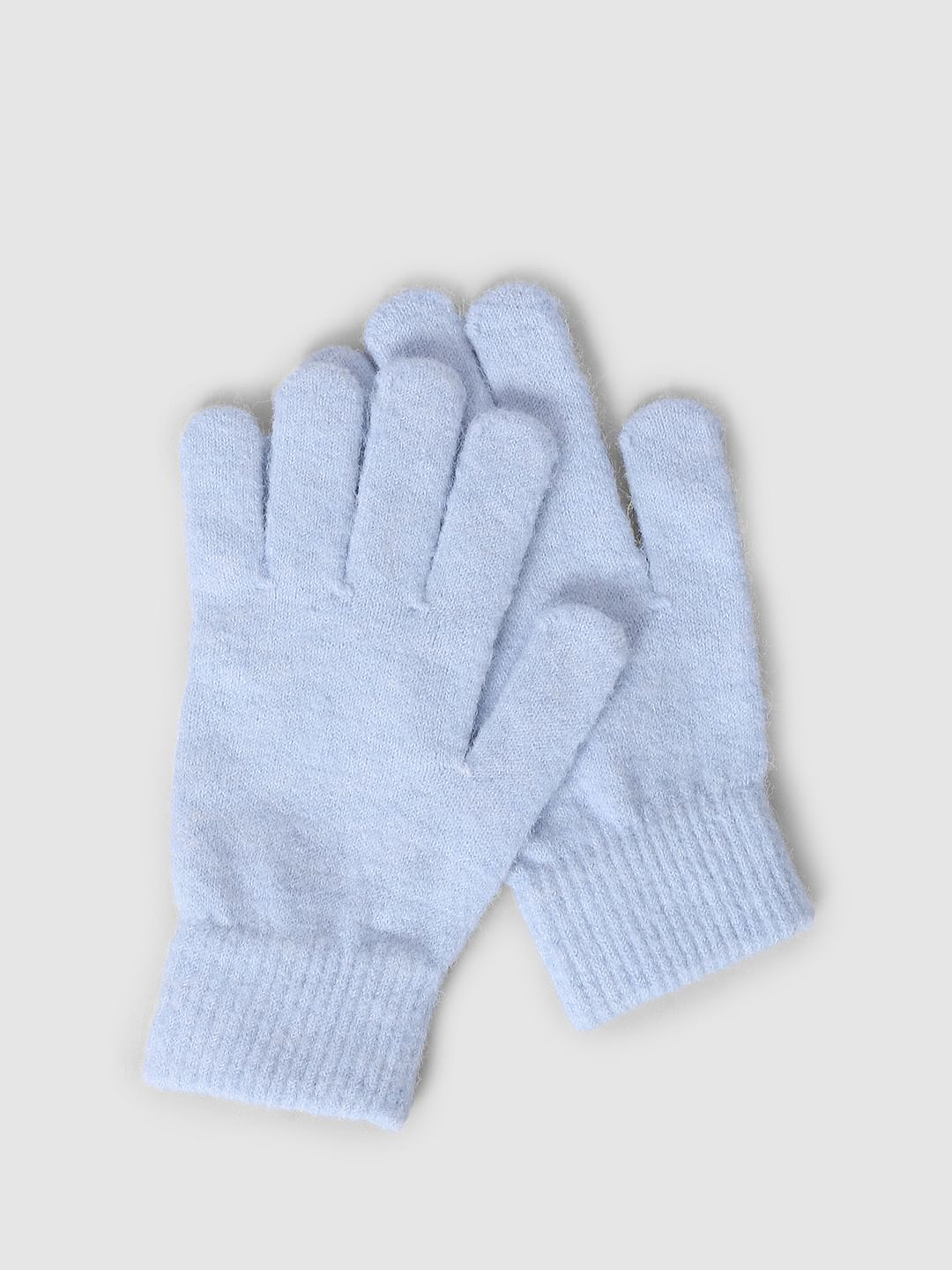 Light Blue Knit Gloves