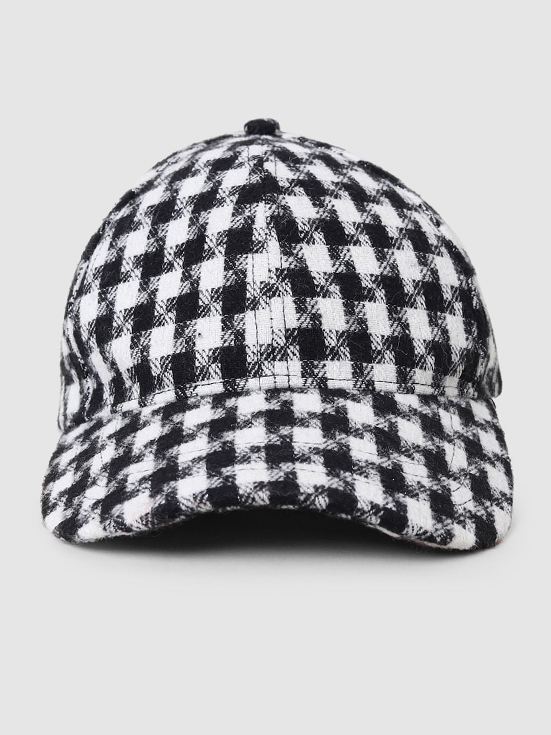 Black Check Twill Cap