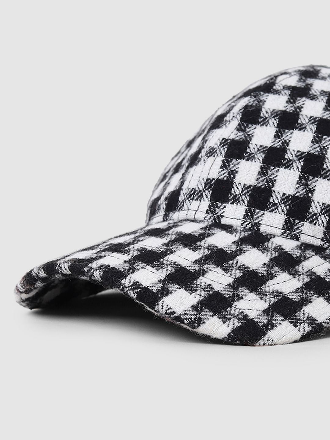 Black Check Twill Cap