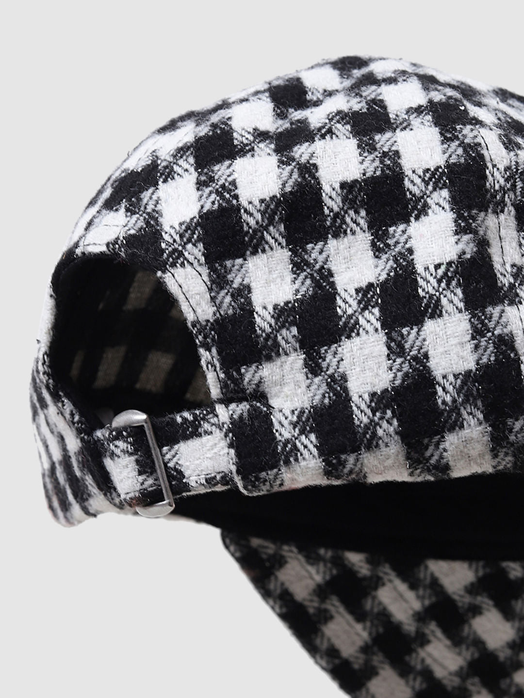 Black Check Twill Cap