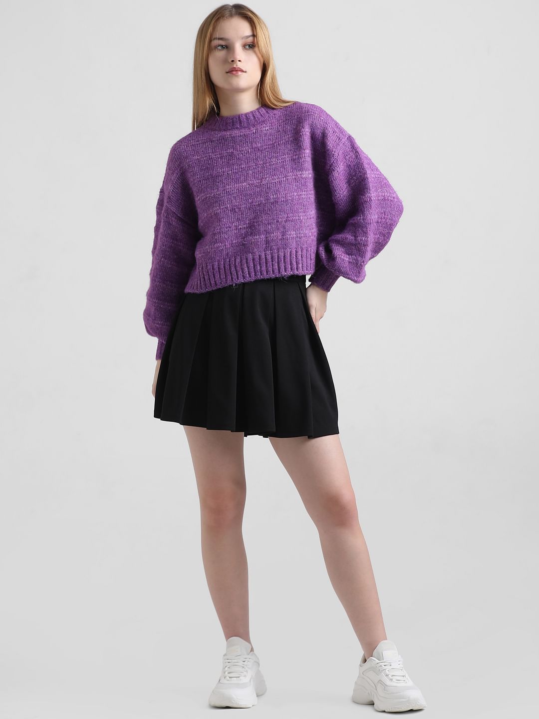 Purple Loose Fit Short Pullover