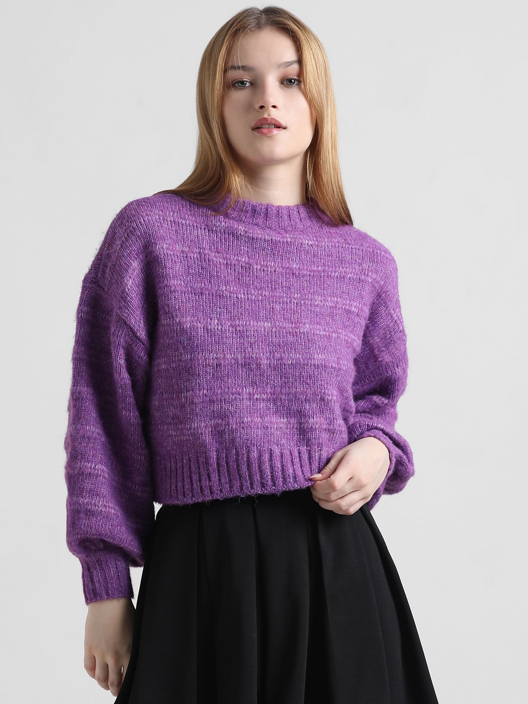 Purple Loose Fit Short Pullover
