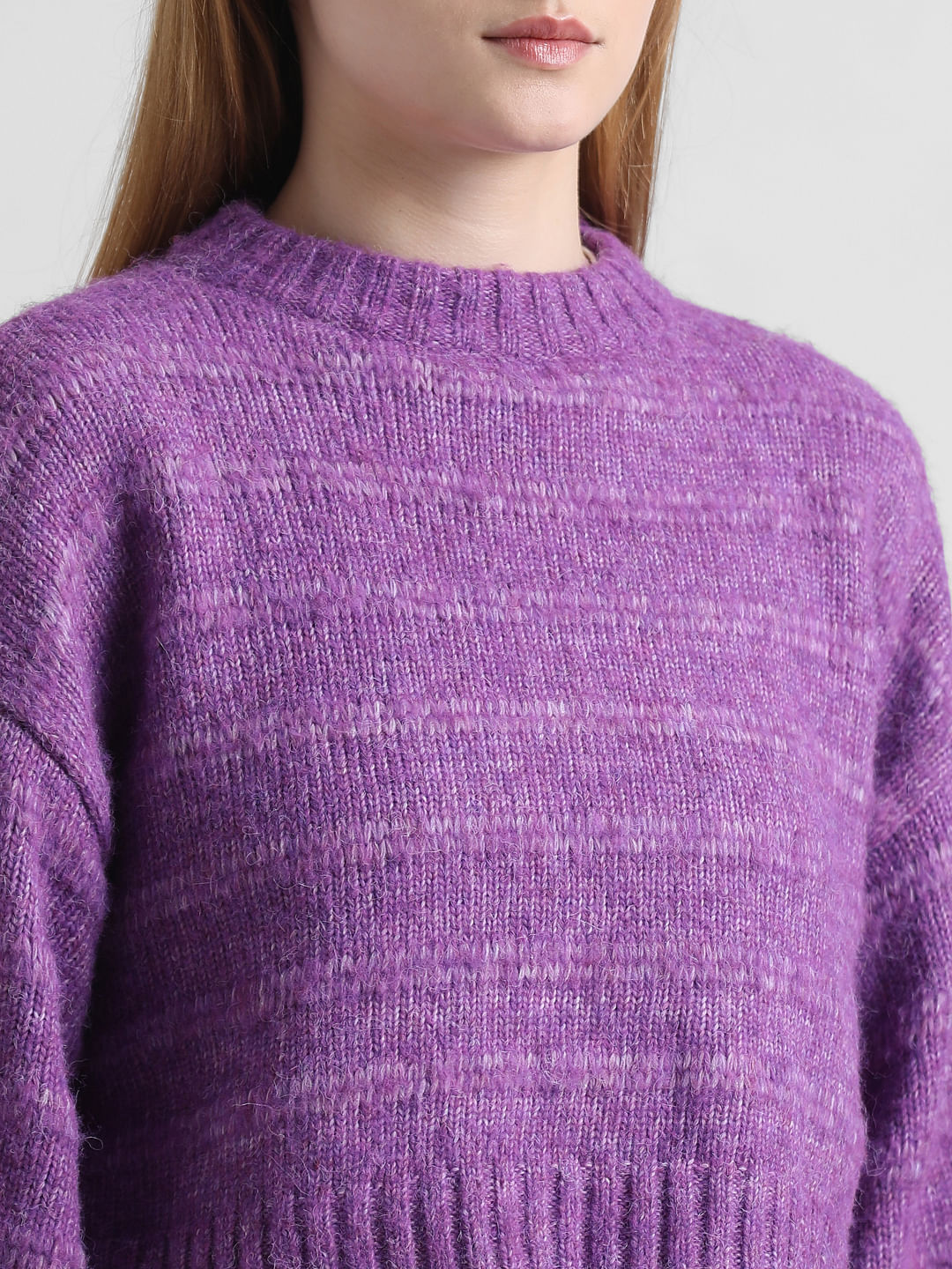 Purple Loose Fit Short Pullover