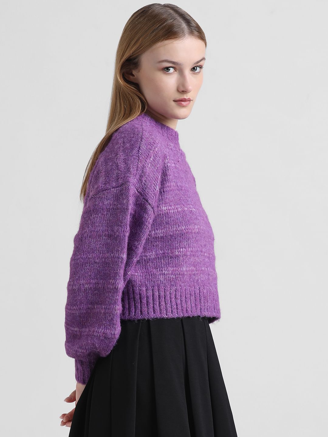 Purple Loose Fit Short Pullover