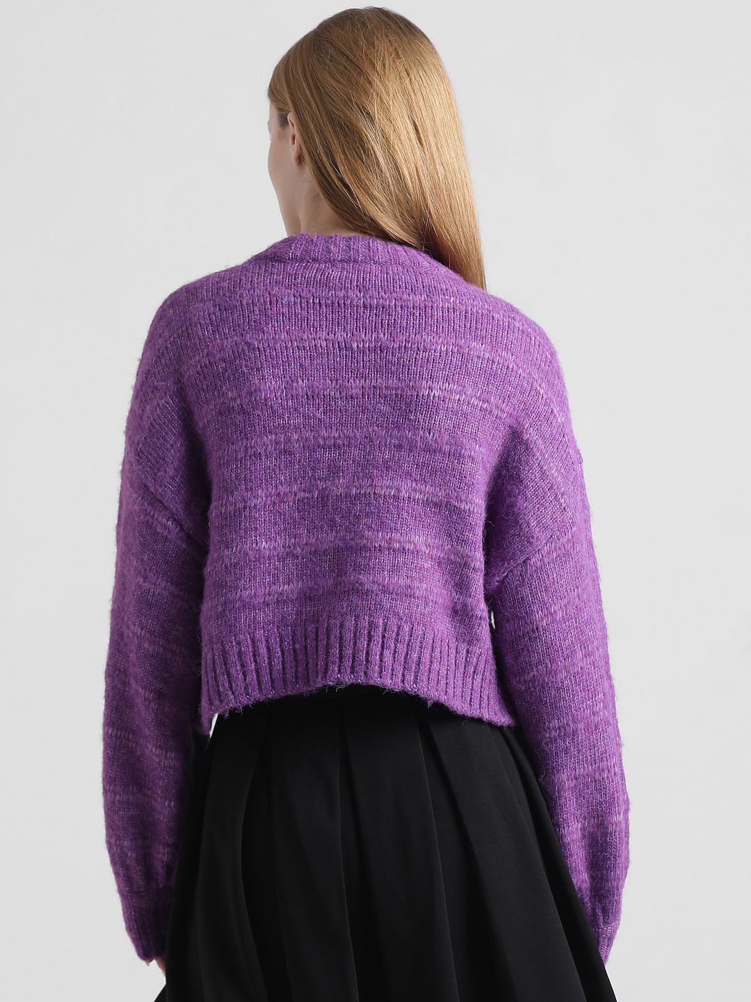 Purple Loose Fit Short Pullover