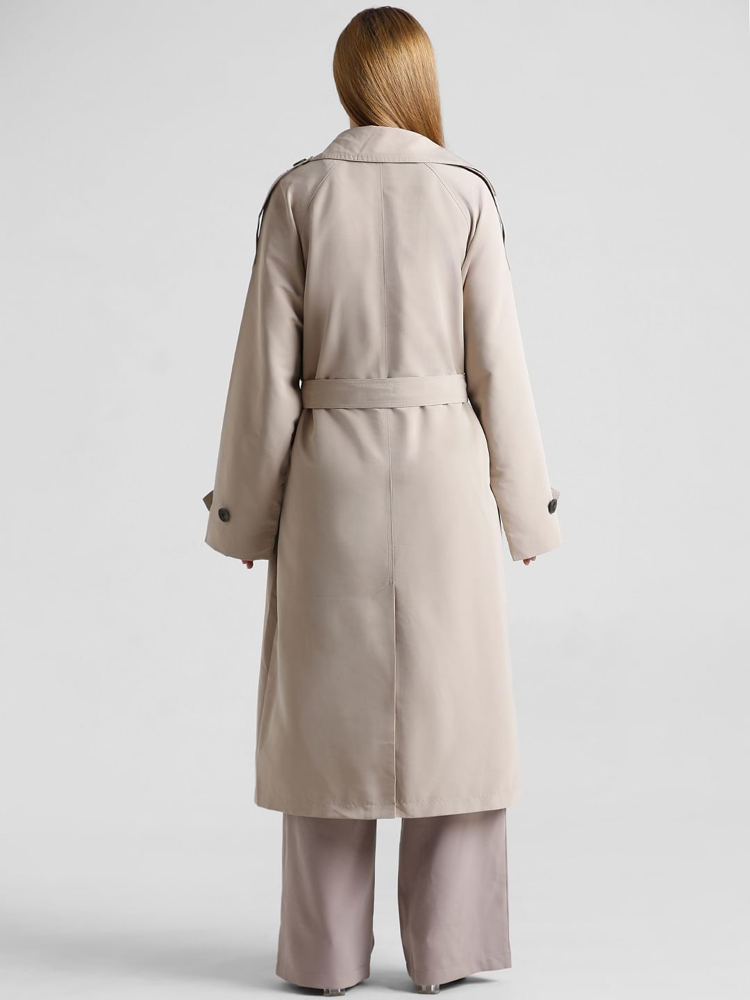Taupe Long Trench Coat