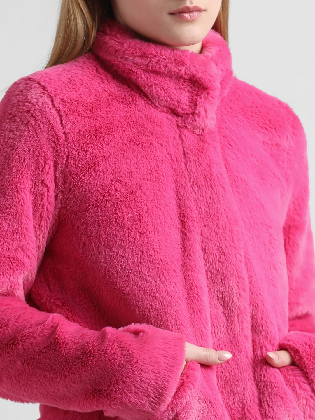 Pink Faux Fur Teddy Jacket