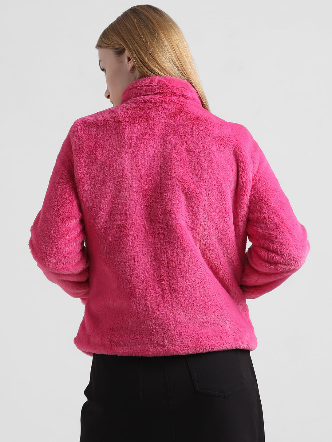 Pink Faux Fur Teddy Jacket