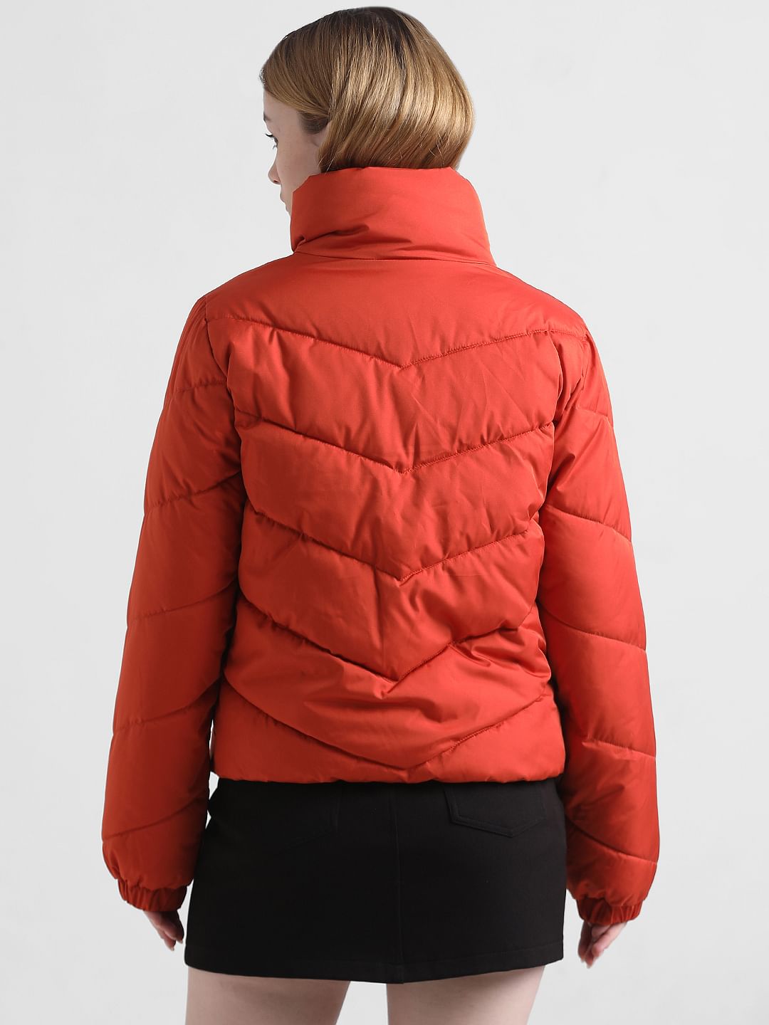 Red High Neck Padded Puffer Jacket