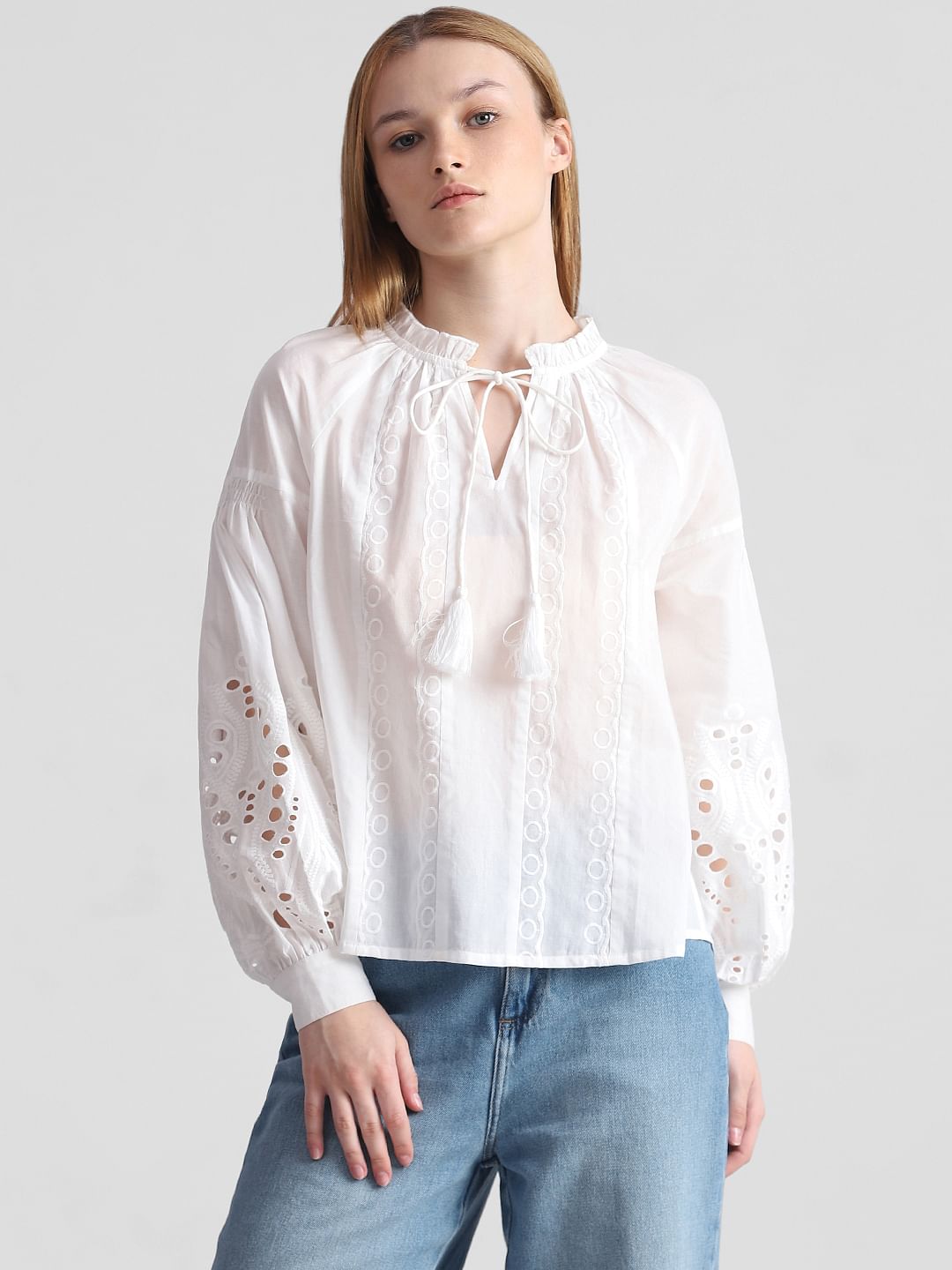 White Embroidered Top