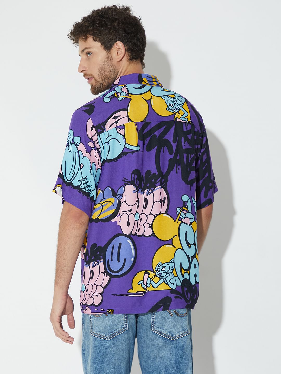 Only X Artverse Purple Printed Unisex Shirt