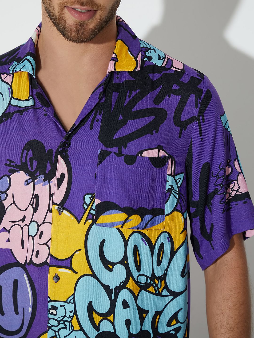 Only X Artverse Purple Printed Unisex Shirt