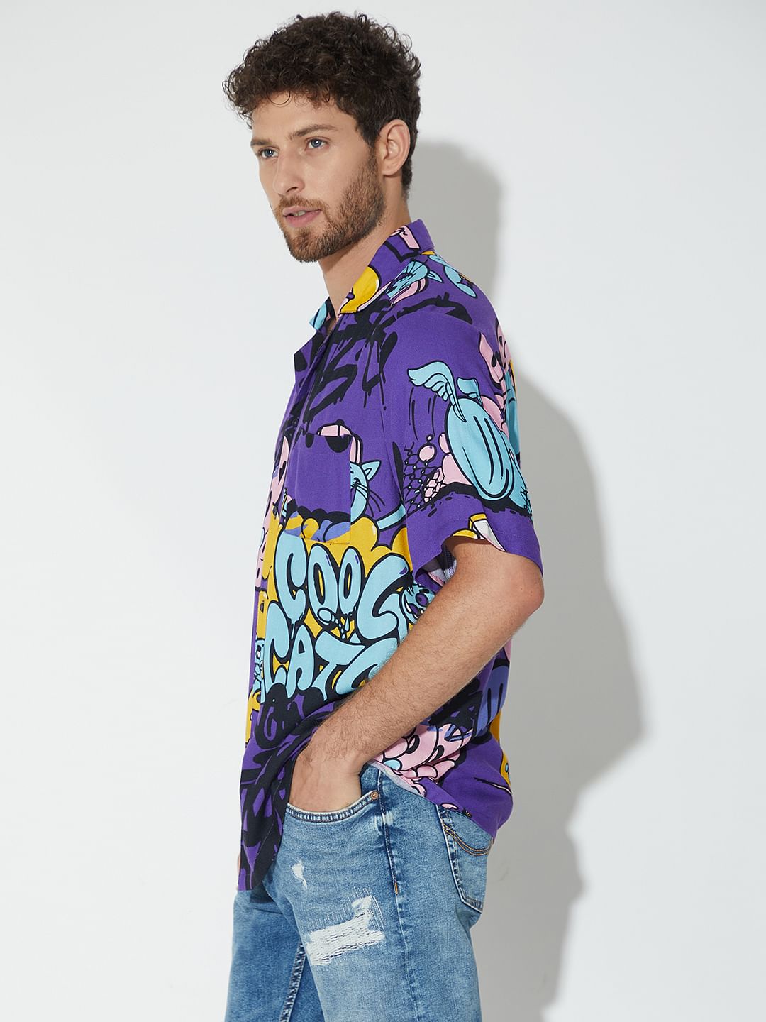 Only X Artverse Purple Printed Unisex Shirt