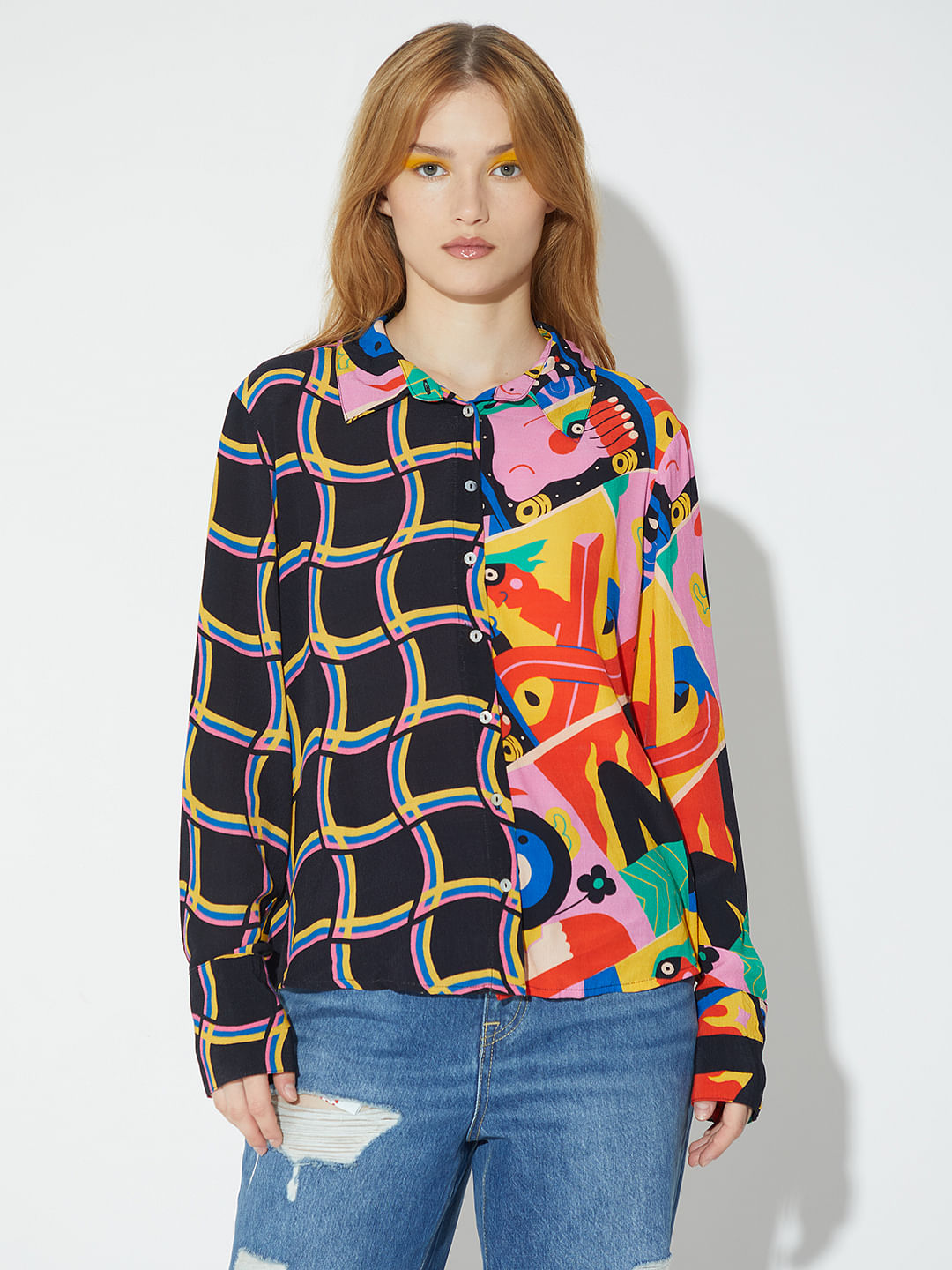 Only X Artverse Black Printed Shirt