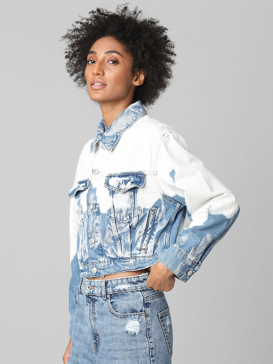Blue Tie-Dye Denim Jacket