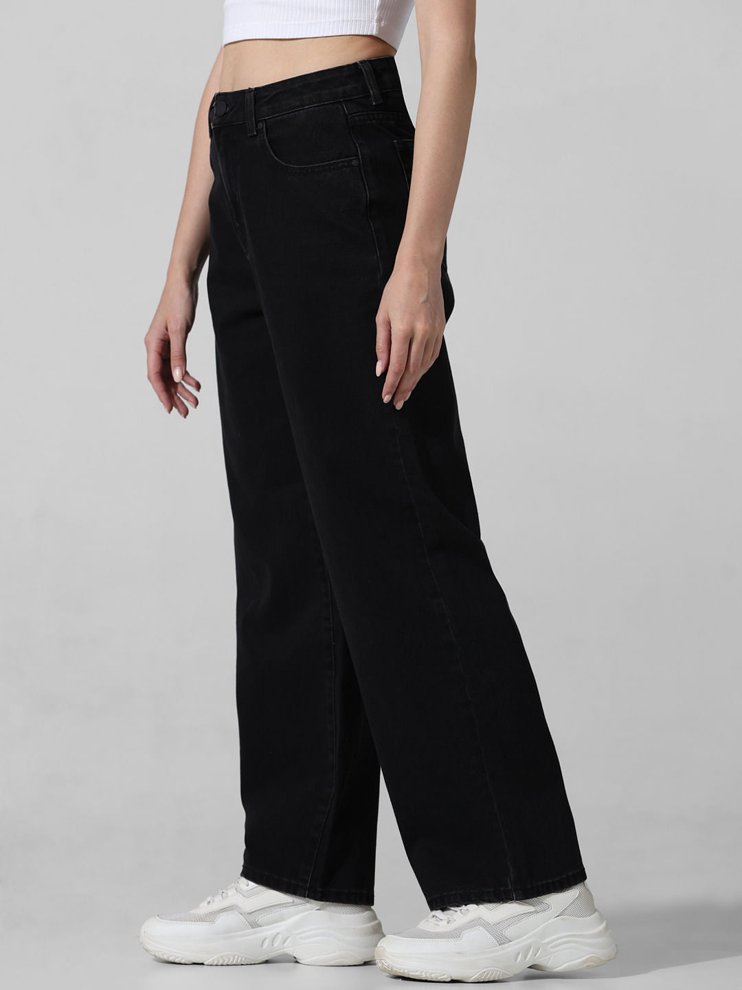 Black High Rise Straight Fit Jeans