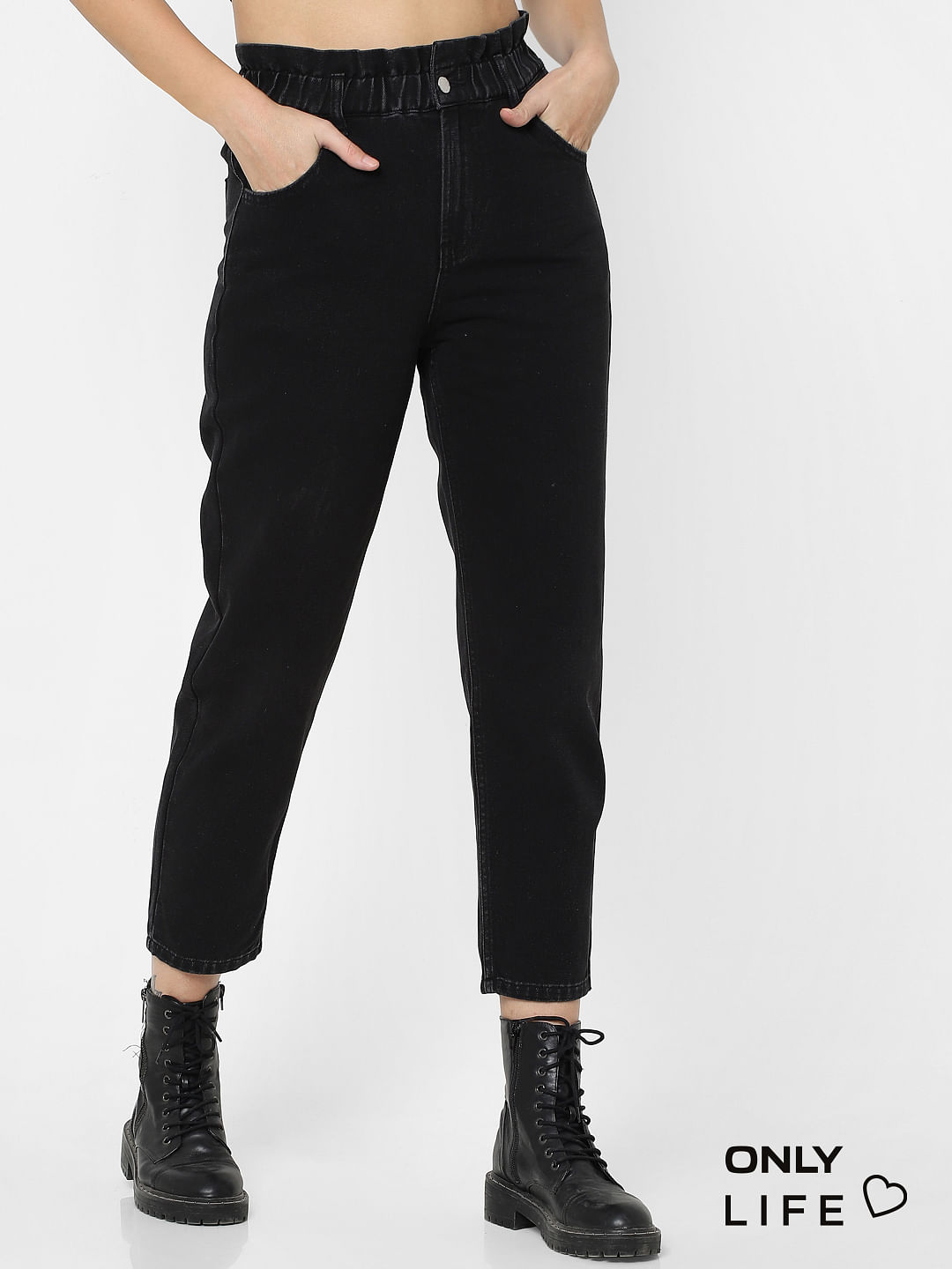Buy Black High Rise Carrot Fit Jeans for Women ONLY 238453301